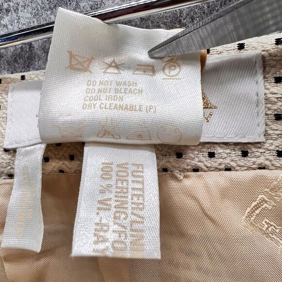 Vintage Escada Pencil Skirt Womens US 10 Cream Micro Dot Silk Blend Quiet Luxury - Picture 14 of 14